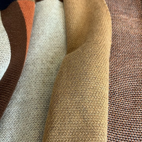 NWT - Boston Proper Color-block Fringe Cape/Shawl / Brown Multi / Size L/XL - Picture 6 of 8